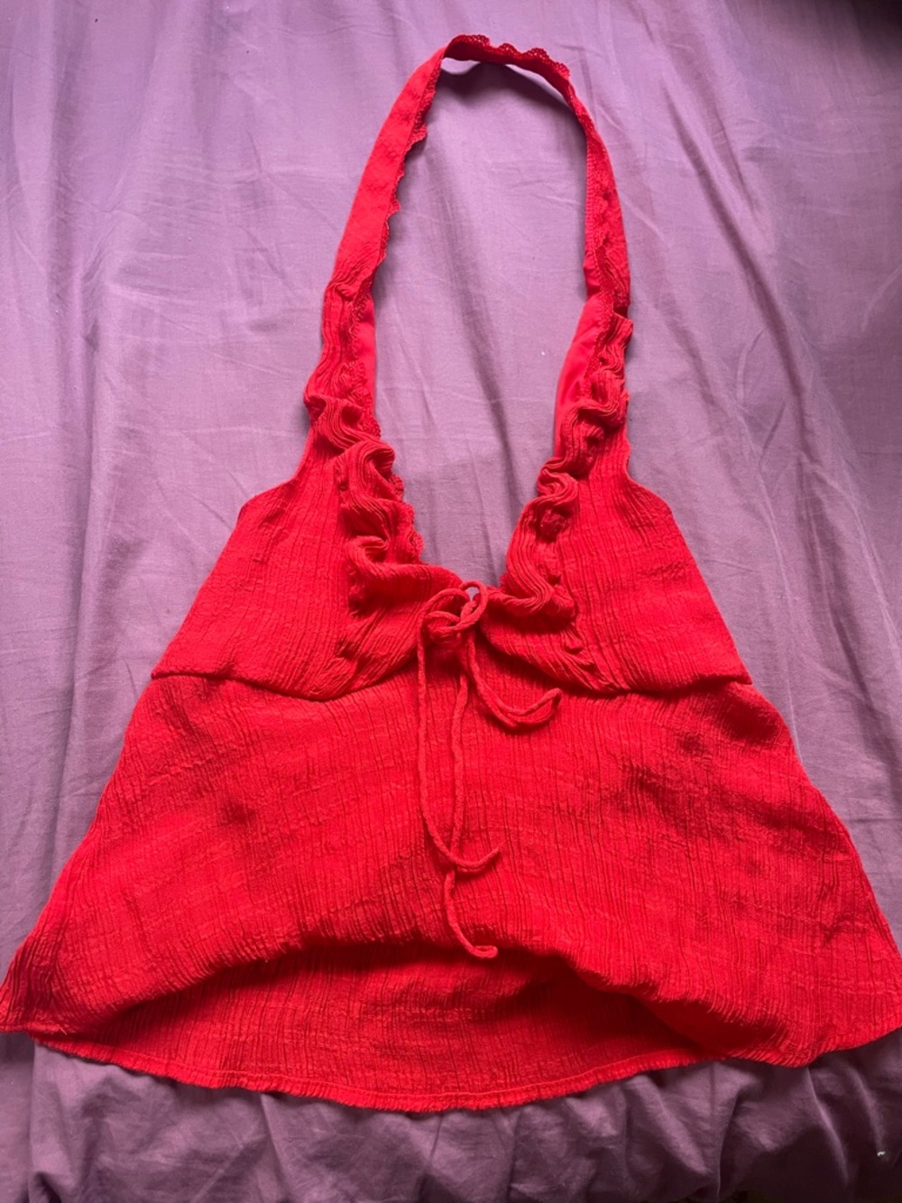 PacSun Red Ruffle Halter Tie-Front Tank